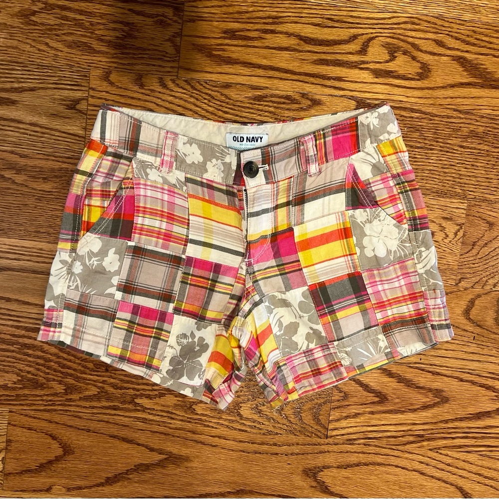 Women's Madras (plaid) Shorts - Pink, Yellow, Cream